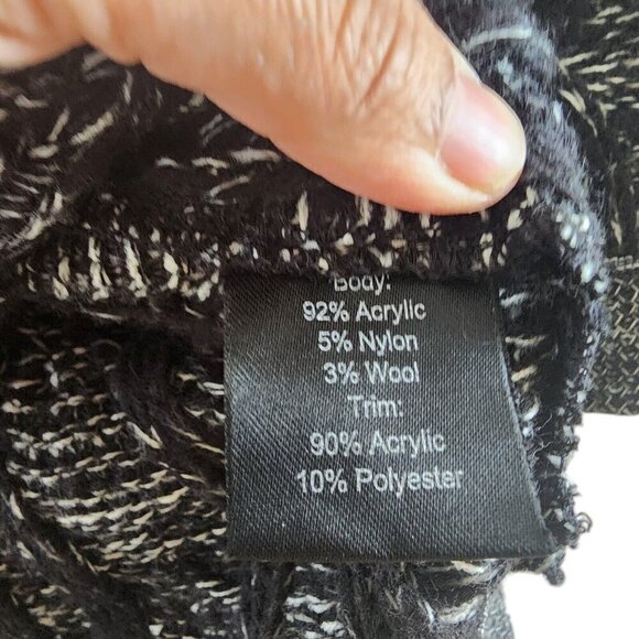 Misook Jacket Black Lose Knit Tweed Button Front Cardigan Coatigan Women Size 0X - Picture 4 of 6